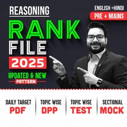 Reasoning Rank File 2025 | Daily Target PDF | Pre + Mains | English + Hindi Medium