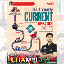 Half-Yearly Current Affairs Book | January to July 2025 |2500+MCQs (English Printed Edition)By Adda247