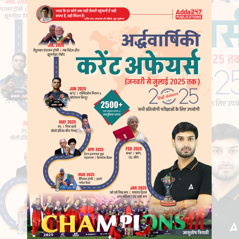 Half-Yearly Current Affairs-अर्धवार्षिकी करेंट अफेयर्स Book | January to July 2025 |2500+MCQs (Hindi Printed Edition) By Adda247