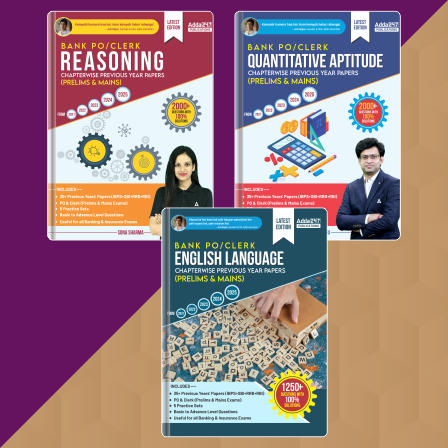 Combo Of 3 Bank PO/Clerk Quant + Reasoning+ English Language Chapterwise Previous Year Papers(English Printed Edition) By Adda247