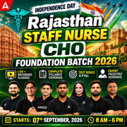 Rajasthan staff nurse : CHO Foundation Batch | Online Live + Recorded batch by Adda247