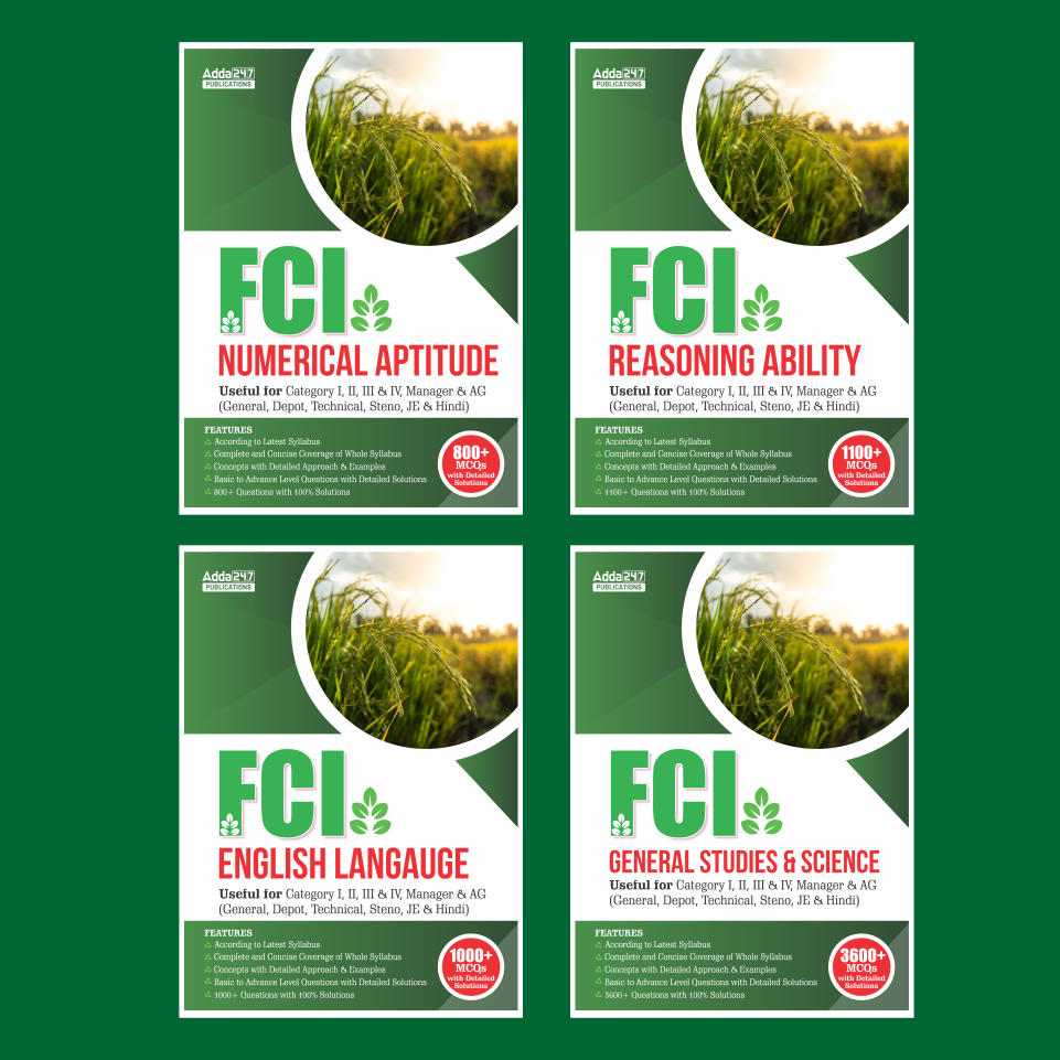 FCI Combo Kit(English + Reasoning + GS + Numerical Aptitude) for Category I, II, III & IV, Manager & AG(English Printed Edition) by Adda247
