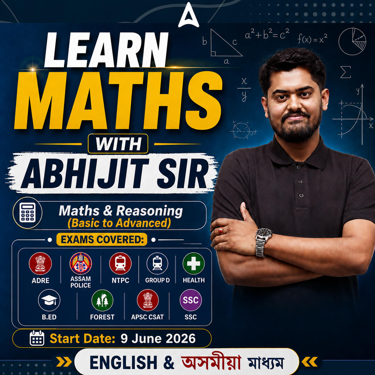 LEARN MATHS WITH ABHIJIT SIR | MATHS & REASONING SPECIAL BATCH | English & অসমীয়া মাধ্যম | ADRE, Assam Police, SSC, Railway, Forest, Health, B.ED