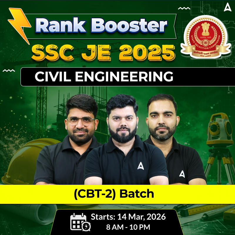 Rank Booster : SSC JE Civil Engineering 2025 | CBT 2 Batch | Hinglish Online Live Classes By Adda247