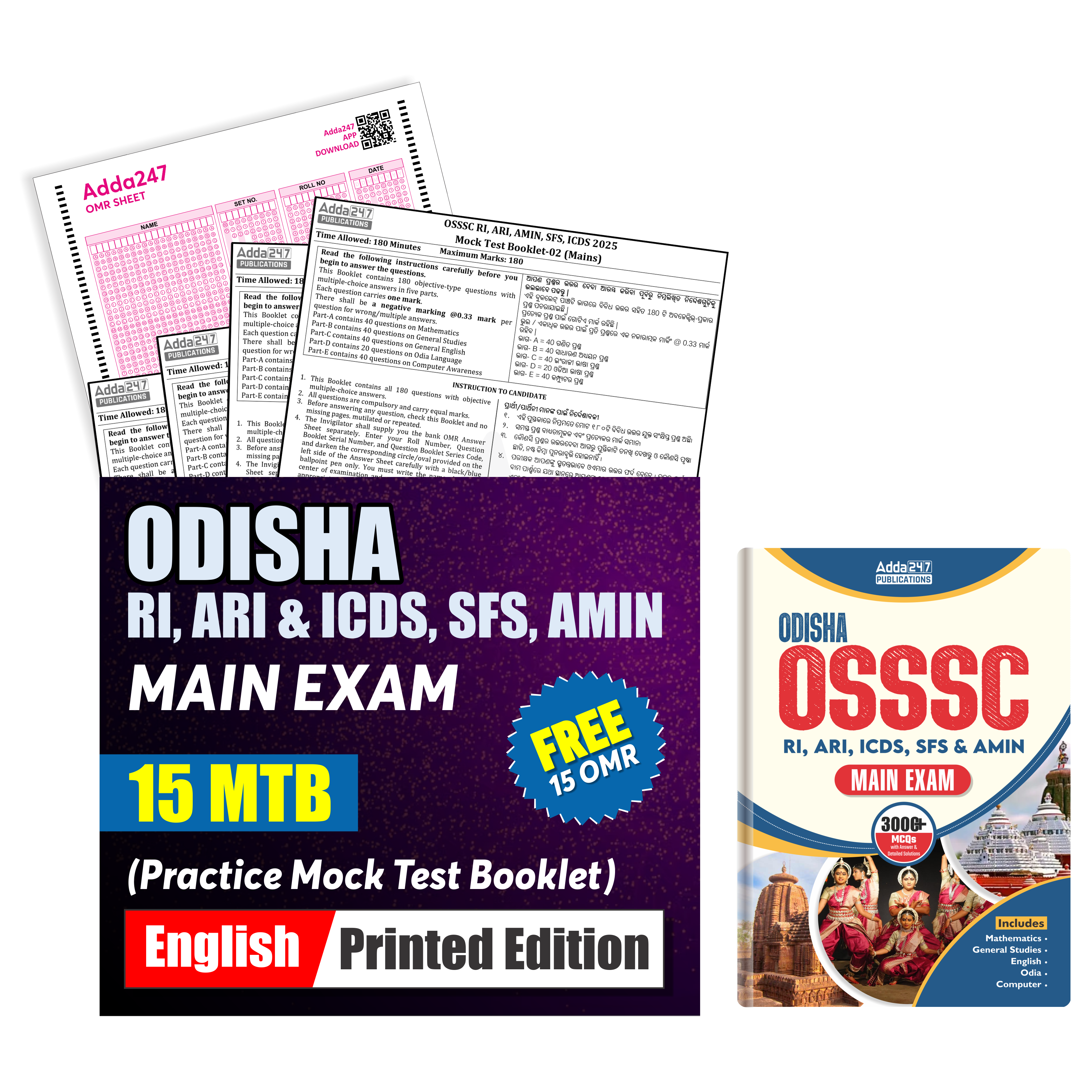 Combo Of Guide for OSSSC RI, ARI, AMIN, SFS & 15 Mock Test Booklet for OSSSC RI, AMIN, SFS & ICDS Mains Exam(English Printed Edition) By Adda247
