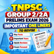 TNPSC Group 2/2A Prelims Exam 2026: 2500 Important One Liners eBook | Easy to Revise