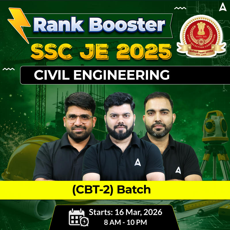 Rank Booster : SSC JE Civil Engineering 2025 | CBT 2 Batch | Hinglish Online Live Classes By Adda247