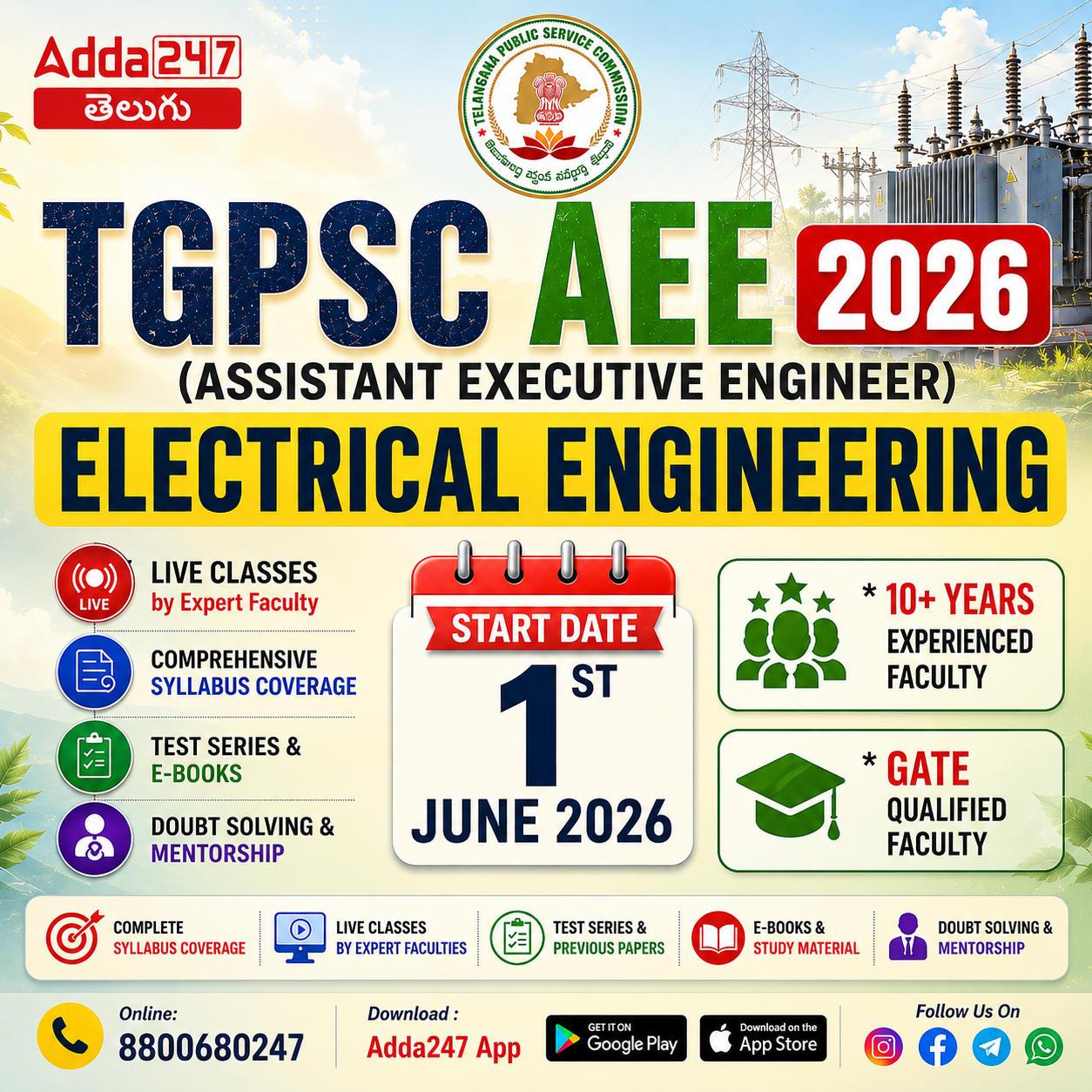 TGPSC AEE Electrical Engineering Batch 2026 | Complete Online Live Batch 2026 by Adda247