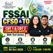 FSSAI CFSO (Central Food Safety Officer) & TO (Technical Officer) CBT 1 & CBT 2 New Batch | Hinglish | Online Live Classes With Test Series By Adda247