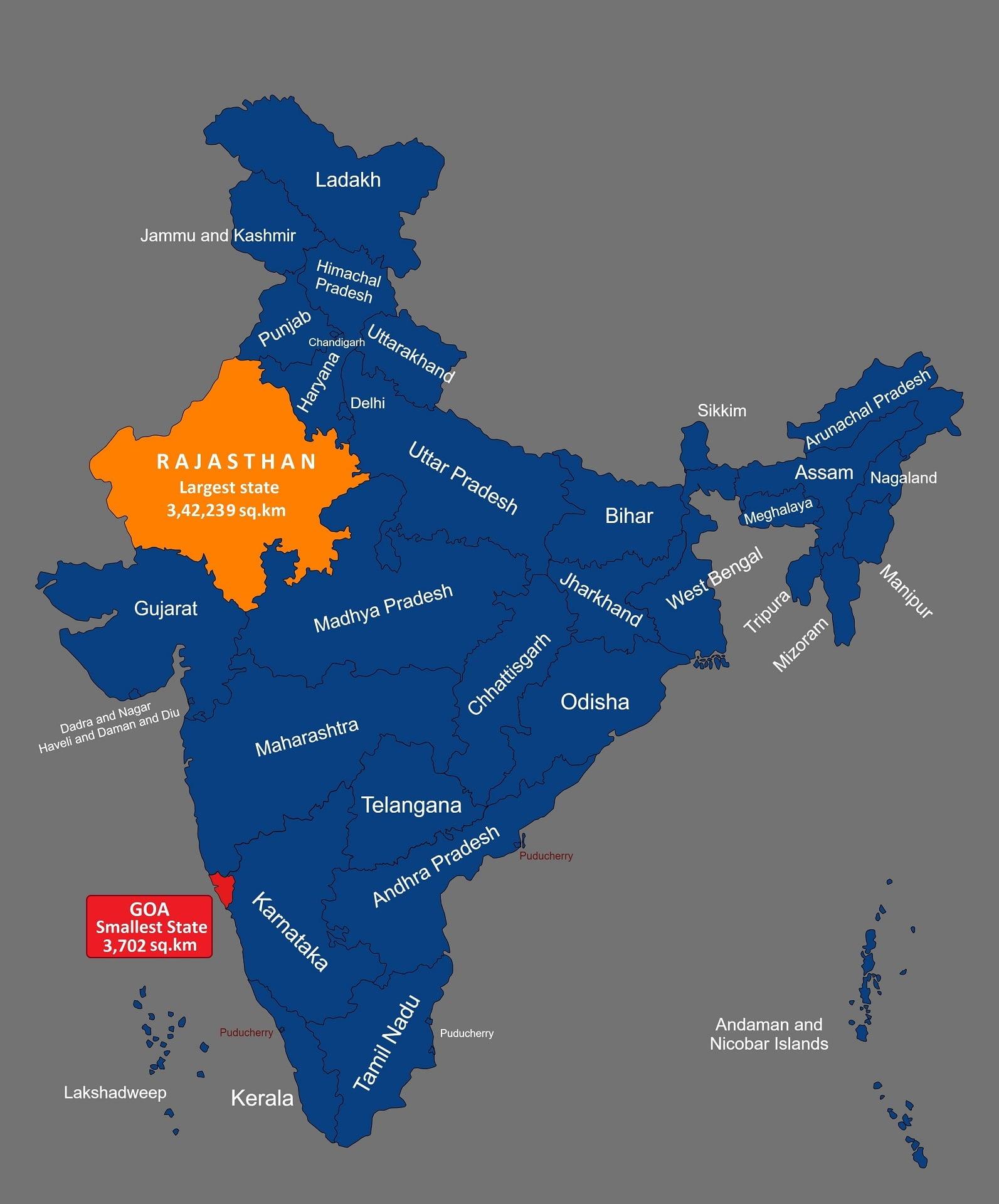 India's largest state in terms of area and population_40.1