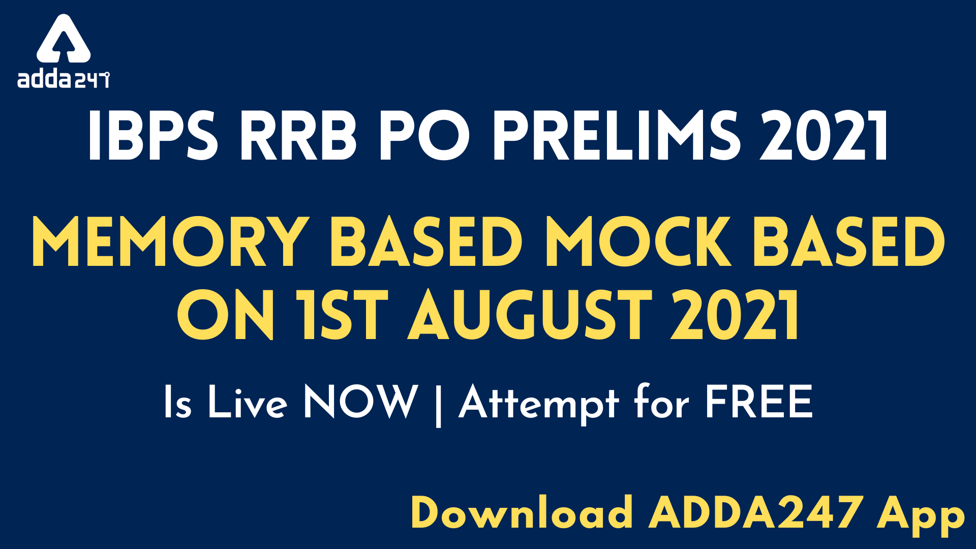 IBPS RRB PO PRELIMS 2021 | MEMORY BASED MOCK is LIVE NOW | Attempt for Free on Adda247 App_40.1