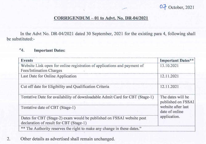 FSSAI Recruitment 2021 Last Date for Apply Online: फूड सेफ्टी अथॉरिटी ऑफ इंडिया के विभिन्न पदों की भर्तियों के लिए आवेदन का अंतिम दिन आज – डायरेक्ट लिंक से अभी करें अप्लाई | Latest Hindi Banking jobs_5.1