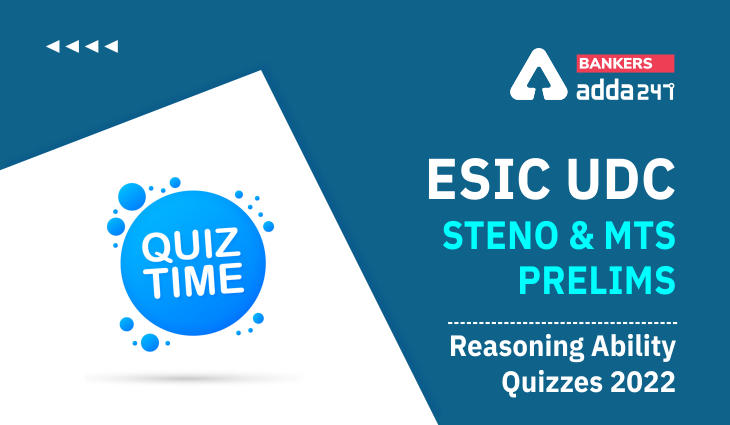 Reasoning Ability Quiz For ESIC- UDC, Steno, MTS Prelims 2022- 26th February_40.1