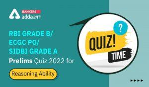 Reasoning Ability Quiz For RBI Grade B/ ECGC PO/ SIDBI Grade A Prelims 2022- 14th April