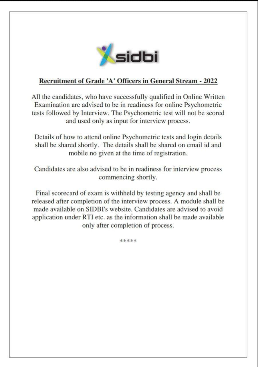 SIDBI Grade A Psychometric Test 2022, From 27th May to 1st June 2022 |_4.1