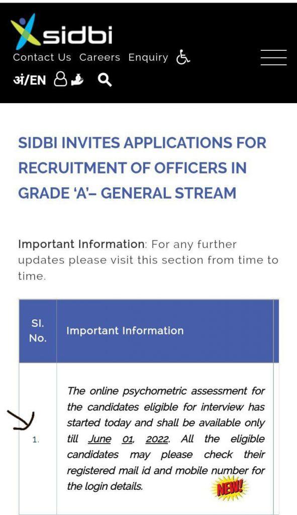 SIDBI Grade A Psychometric Test 2022, From 27th May to 1st June 2022 |_3.1