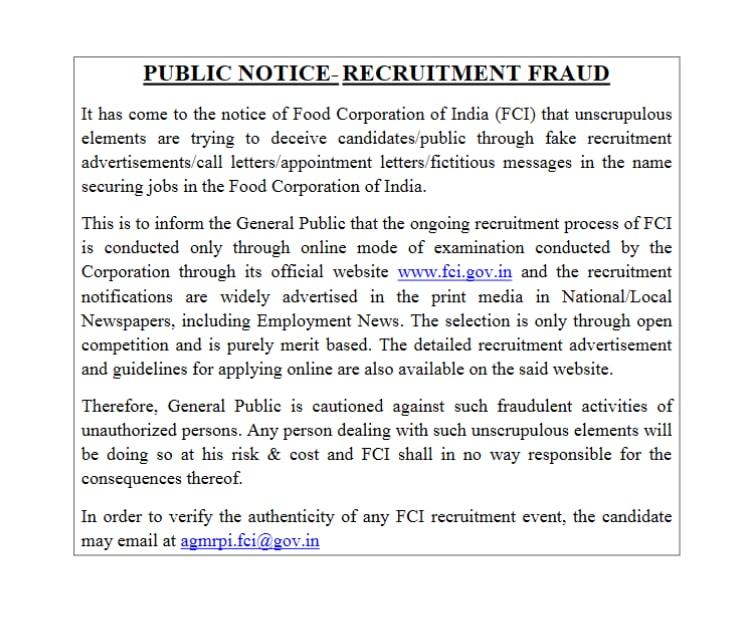 FCI Assistant Grade 3 Recruitment 2022 Admit Card Out For 5043 AG 3 Post |_3.1