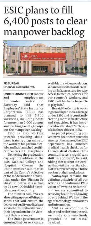 ESIC Plans To Fill 6400 Vacancies: Union Minister Bhupender Yadav |_3.1