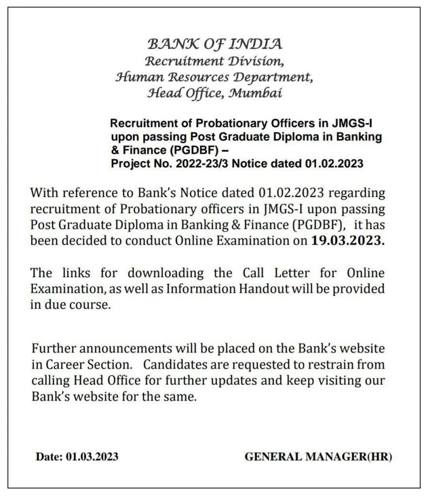Bank of India PO Admit Card 2023 Out, Call Letter Direct Link_3.1