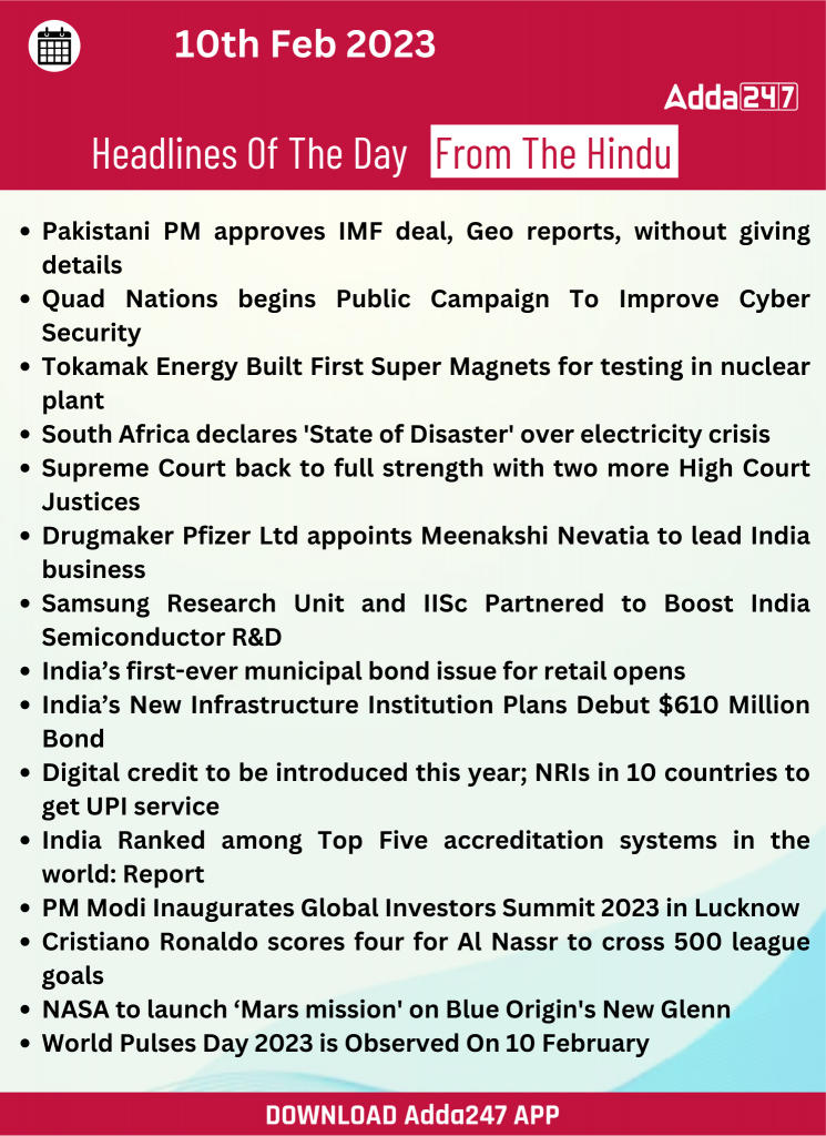 Daily Current Affairs 10th February 2023