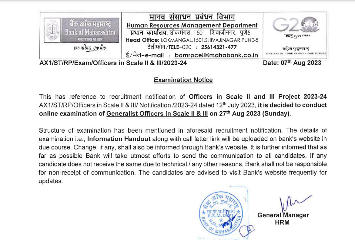 Bank of Maharashtra Admit Card 2023 Out, Call Letter Link_100.1