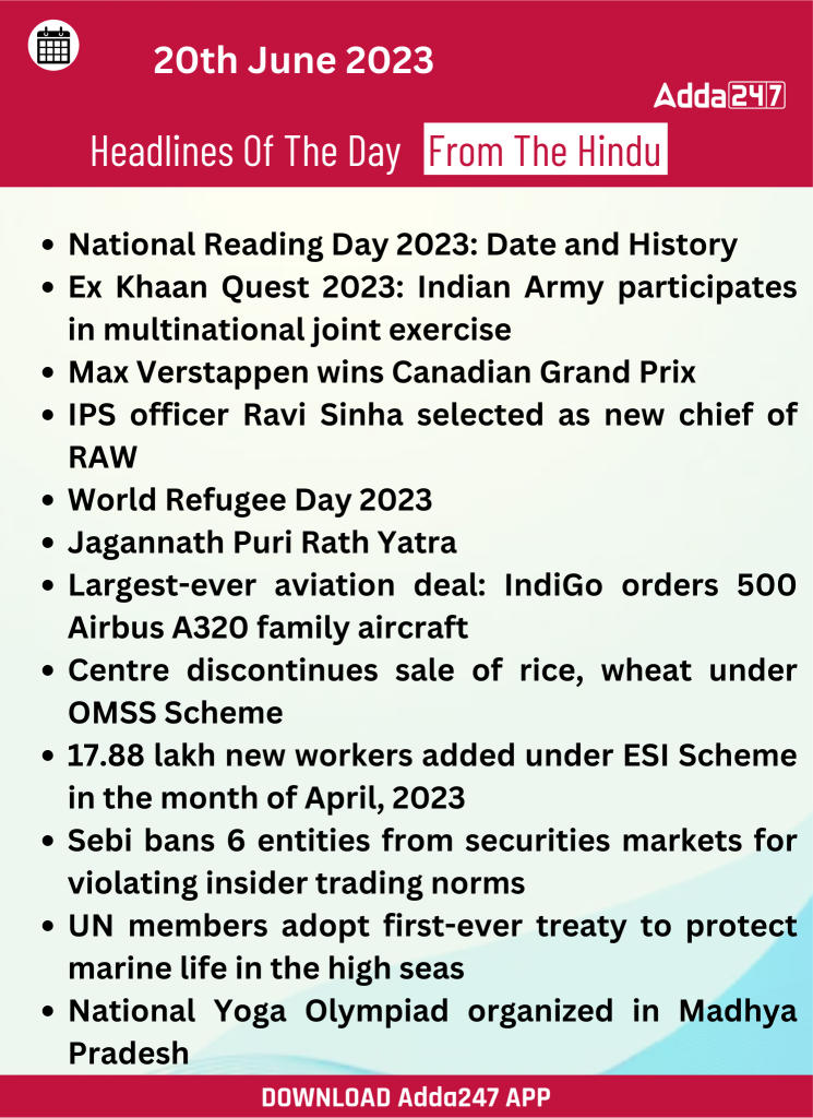Daily Current Affairs and News Headlines of 20th June 2023_180.1