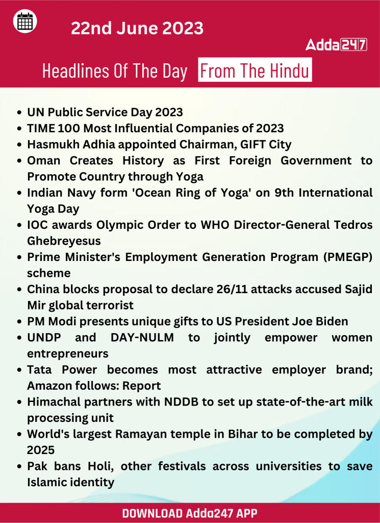 Daily Current Affairs and News Headlines of 22nd June 2023_150.1