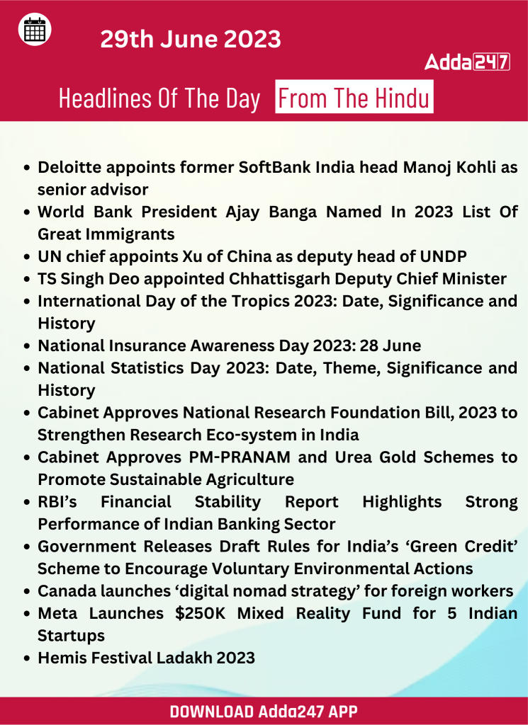 Daily Current Affairs and News Headlines of 29th June 2023_170.1