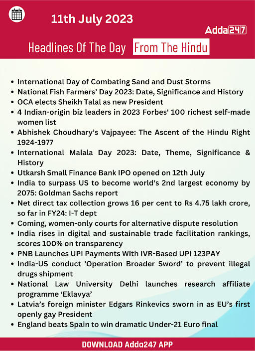 11th July 2023 Current Affairs and News Headlines (Daily GK Update) |_20.1