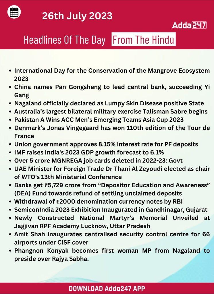 26th July 2023 Current Affairs and News Headlines (Daily GK Update) |_21.1