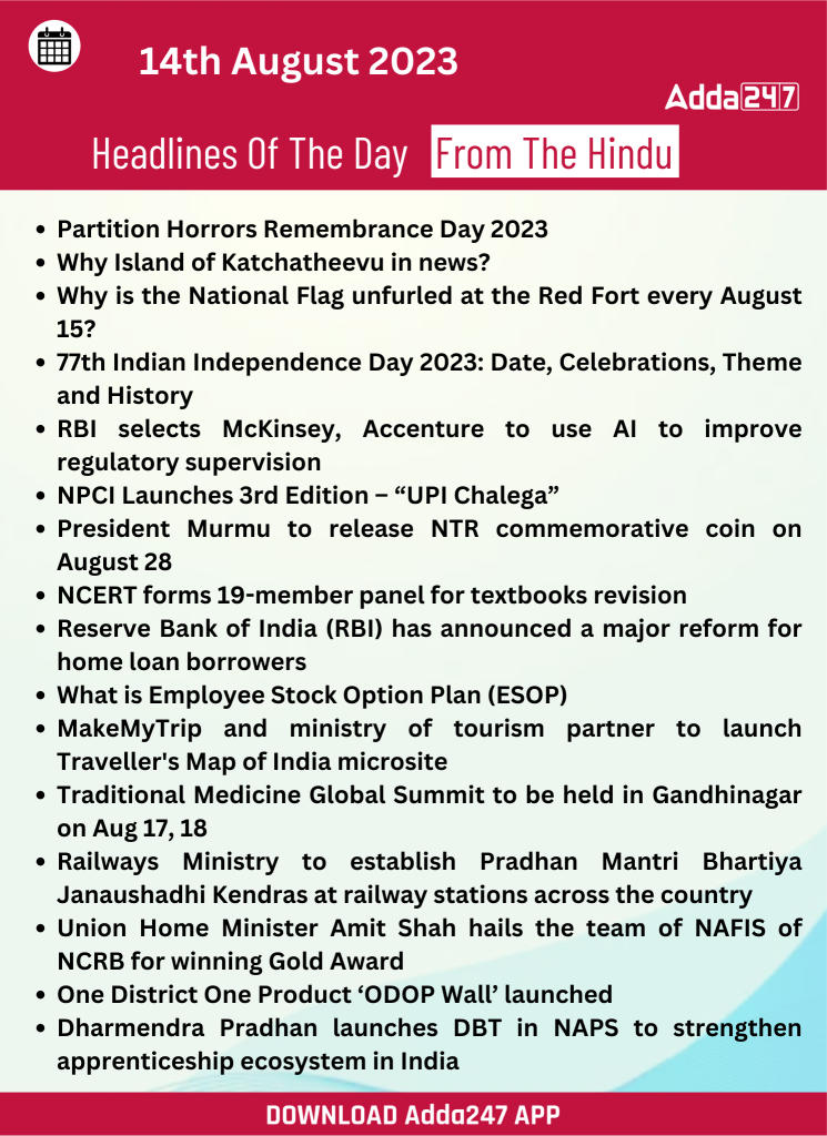 Daily Current Affairs 14 August 2023, Important News Headlines (Daily GK Update)_16.1