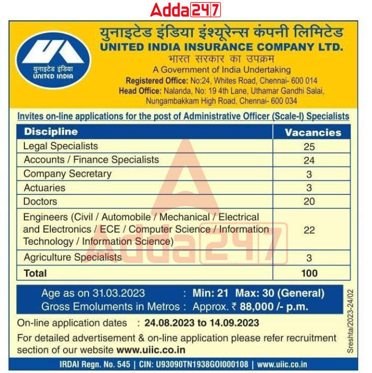 UIIC AO 2023 Result Out, Interview Schedule for For 100 Posts_3.1