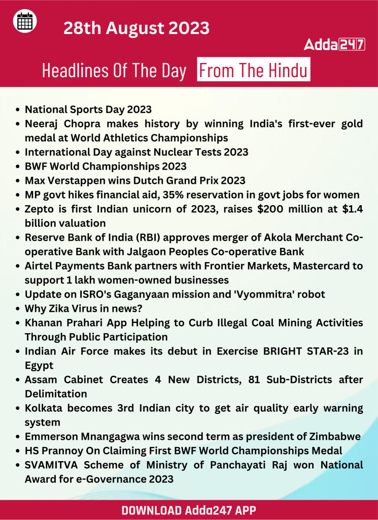Daily Current Affairs 28 August 2023, Important News Headlines (Daily GK Update)_18.1