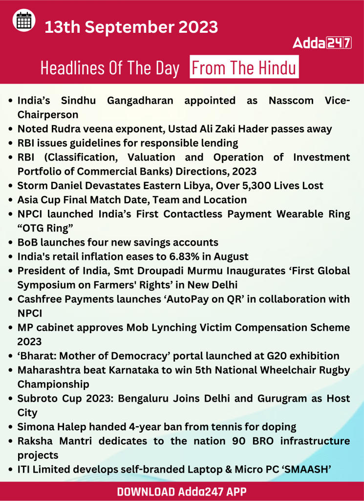 Daily Current Affairs 13 September 2023, Important News Headlines (Daily GK Update)_23.1