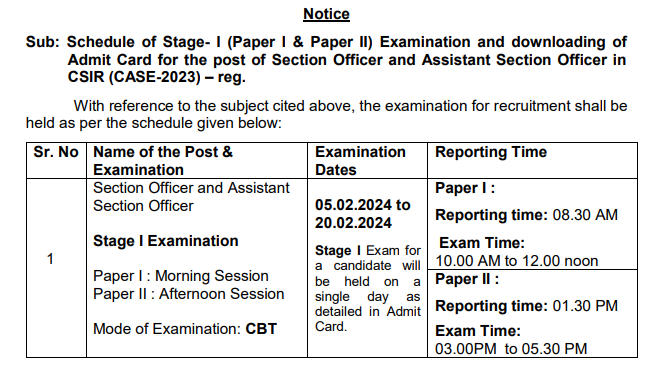 CSIR SO ASO Exam Date 2024 Out, CASE Exam Schedule For 444 Posts_30.1