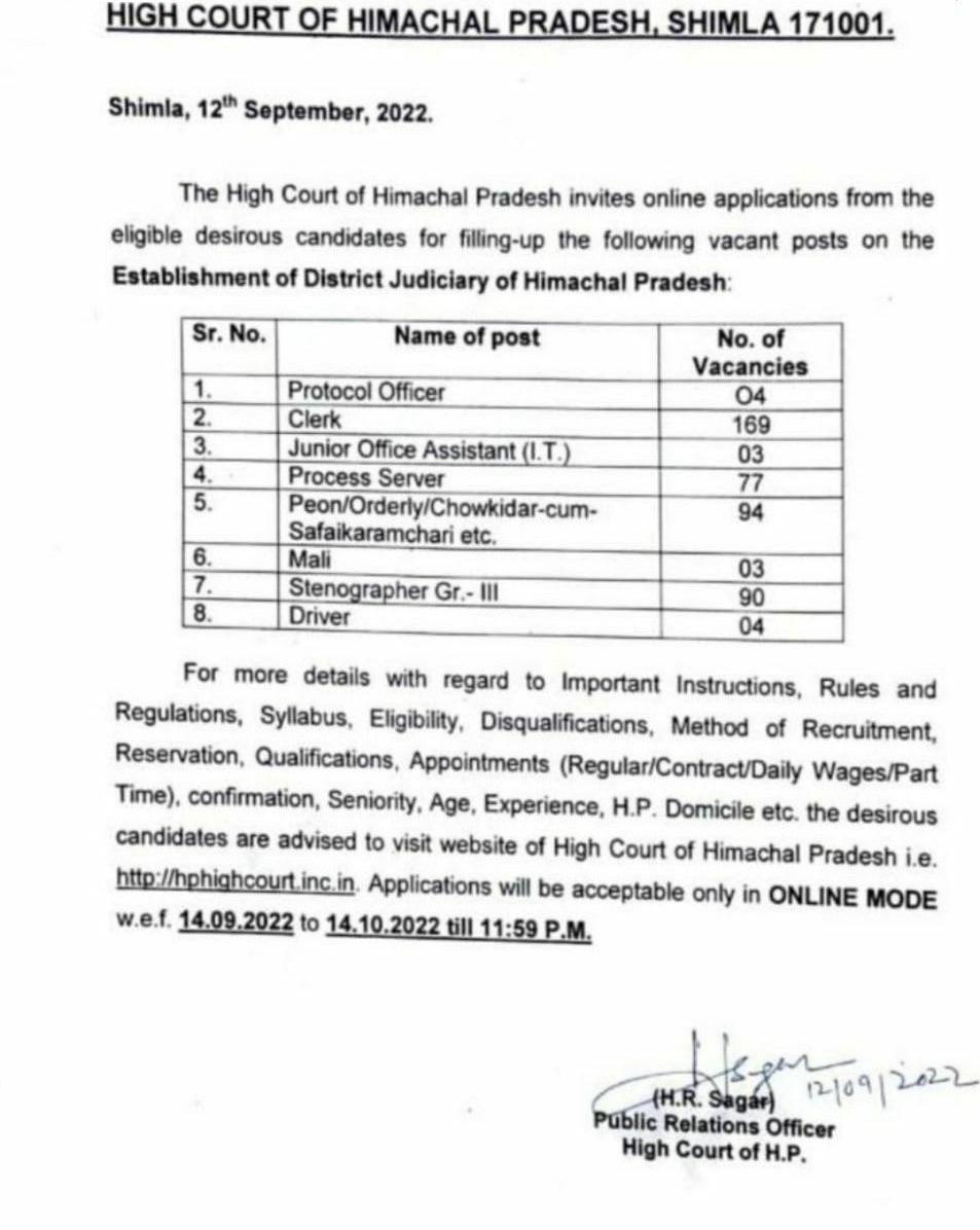 HP High Court Recruitment 2022 Notification Out for 444 Various Posts_50.1