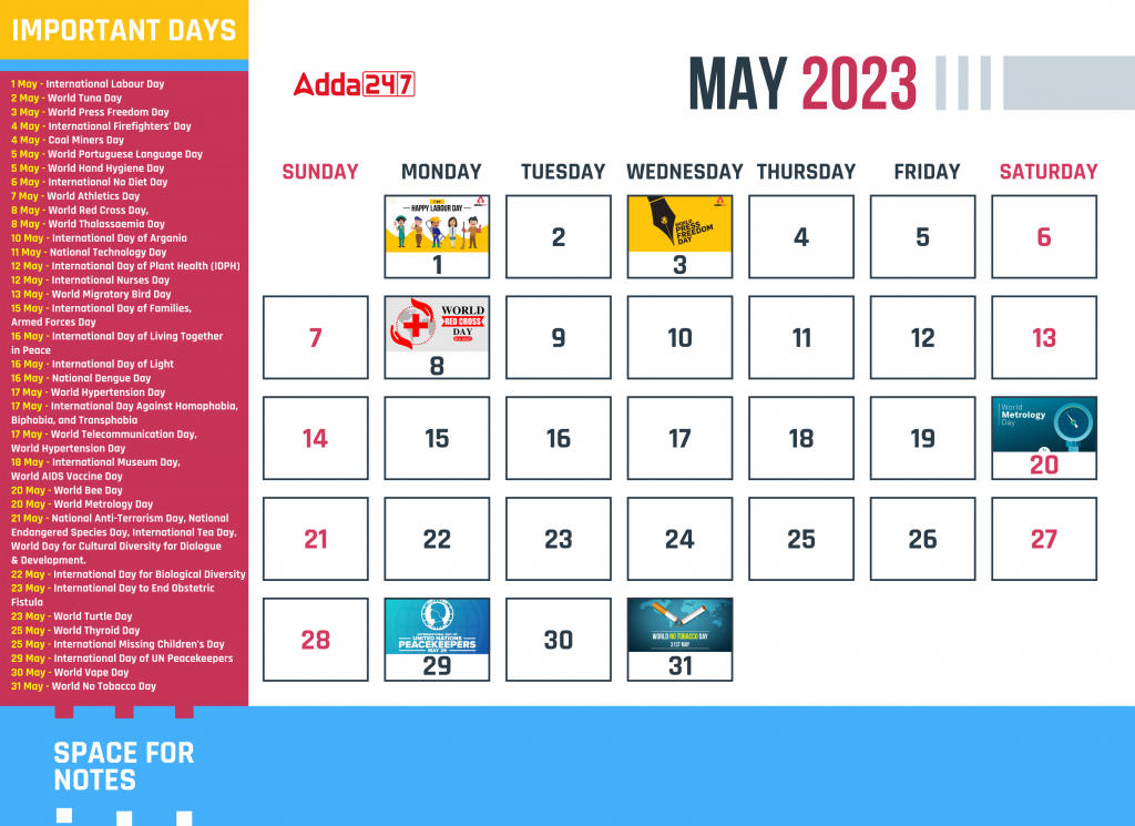 Important Days to Observe and Celebrate in the Month of May 2021