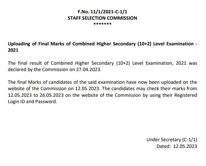 SSC CHSL Marks and Score Card_30.1