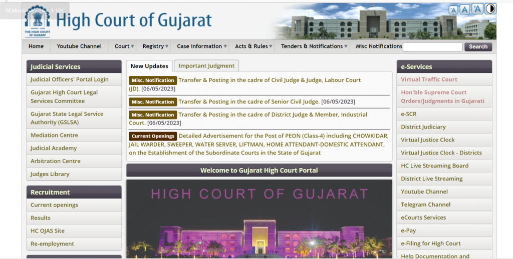 Gujarat High Court Peon Recruitment 2023 for 1510 Vacancies_3.1