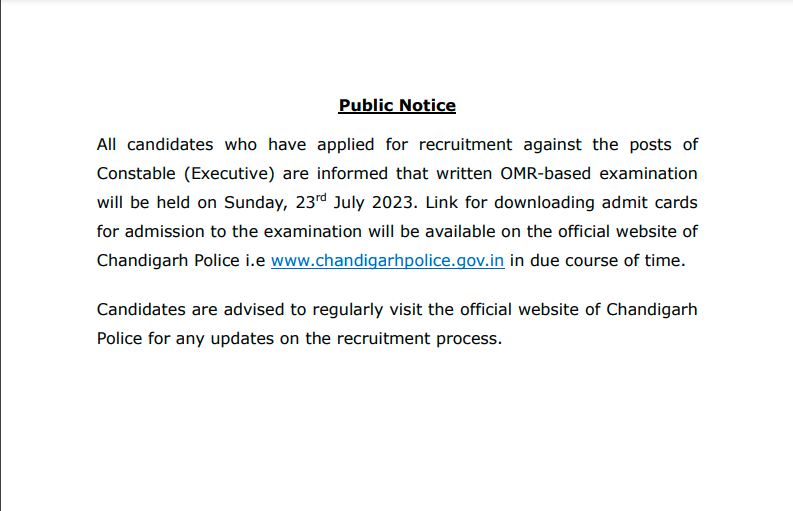 Chandigarh Police Constable Admit Card 2023 Exam Date Out_3.1