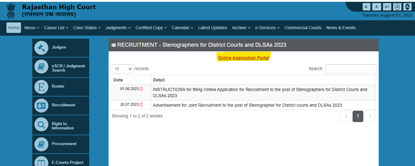 Rajasthan High Court Stenographer Recruitment 2023, Apply Online for 277 Posts_5.1