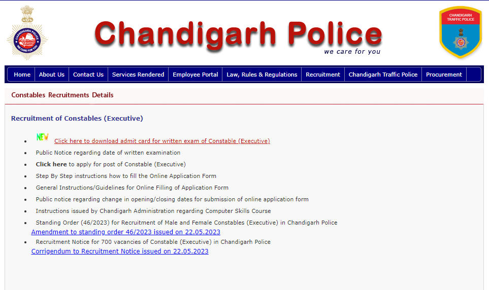 Chandigarh Police Constable Admit Card 2023 Exam Date Out_7.1