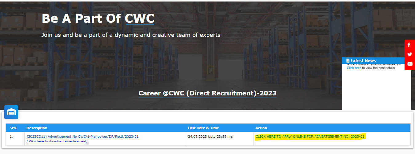 CWC Recruitment 2023 steps