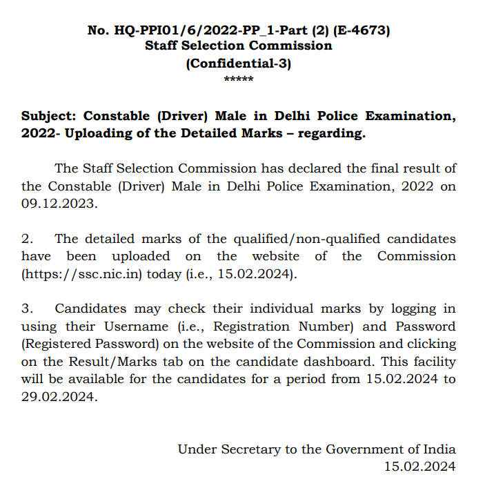 Delhi Police Driver Marks 2023 Out, Download Result PDF_30.1