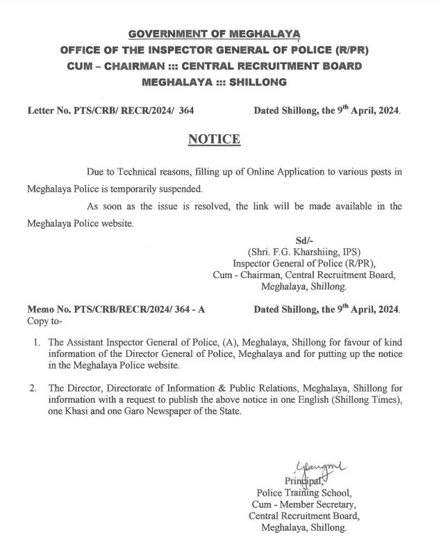 Meghalaya Police Recruitment 2024 Notification For 2968 Vacancies Postponed_3.1