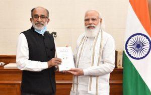 A book title 'Accelerating India: 7 Years of Modi Government' by K J Alphons_4.1