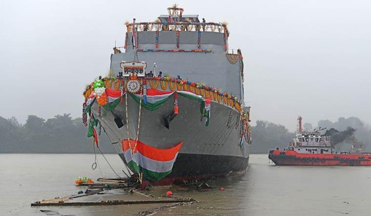GRSE launches first large survey vessel Sandhayak for Indian Navy_40.1