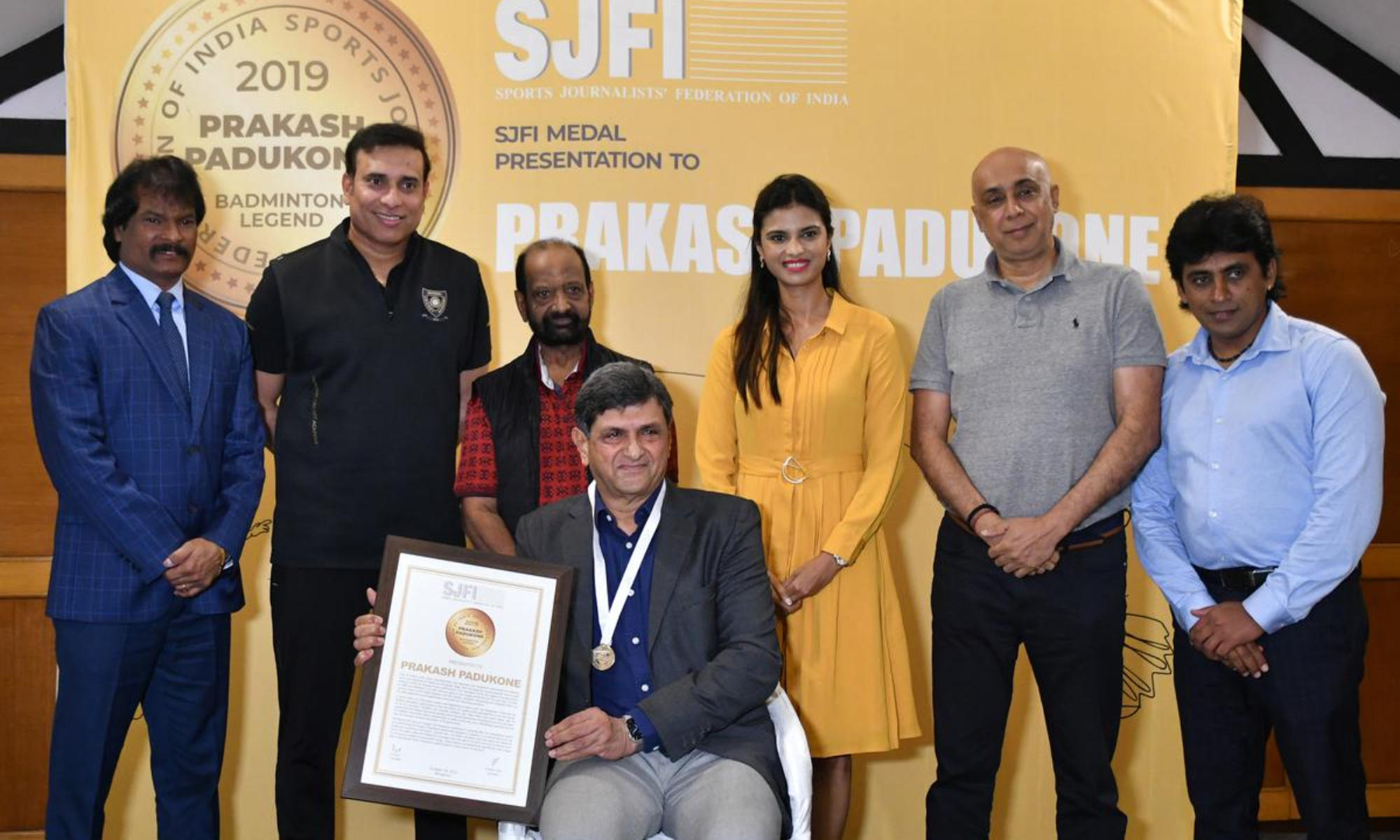 Prakash Padukone awarded with SJFI medal