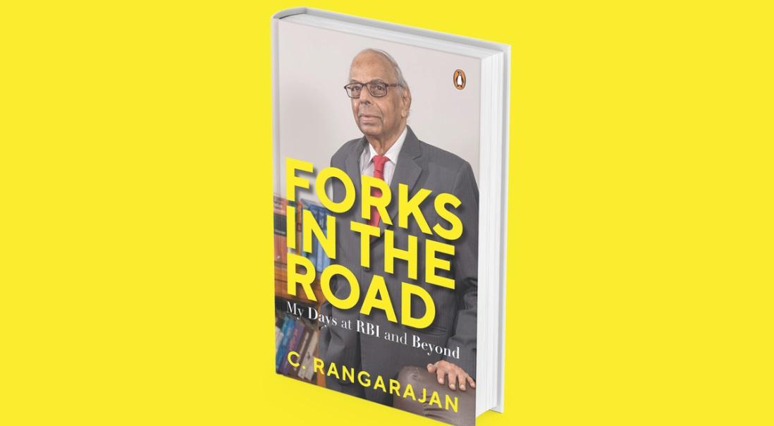 A book titled "Forks in the Road: My Days at RBI and Beyond" by C. Rangarajan_40.1