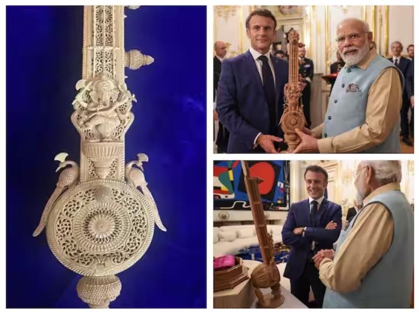 What did PM Modi gift to French President Macron and other France leaders?_50.1